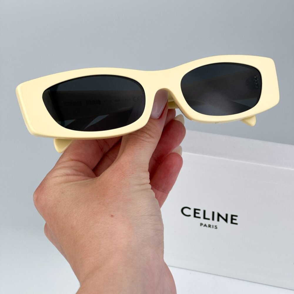 Celine CL40245U 39A BRAND NEW Sunglasses Butter Beige Smoke Geometric Unisex - Picture 3 of 10
